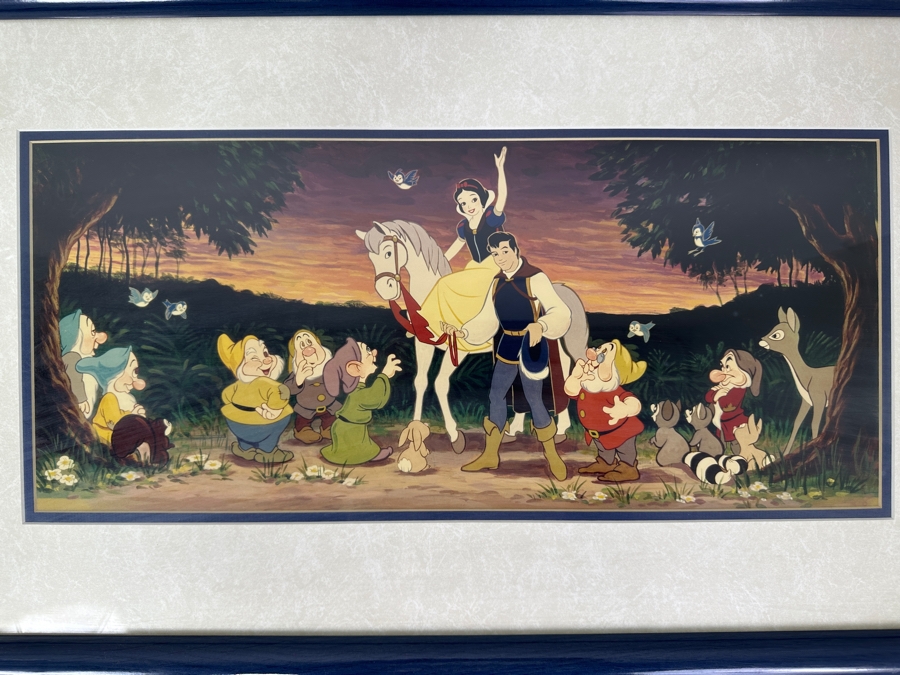 Snow White And The Seven Dwarfs Print By Julie Svendsen From The 1994 Disney Gallery Special Artist Event 19.5 X 9 Framed 27 X 16