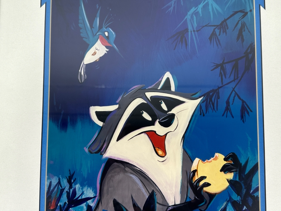 Signed Meeko From Pocahontas Print By Eric Robison 1995 Disney Gallery Special Artist Event Hand Signed Lower Left By Eric Robison 10.5 X 13 Framed 17.5 X 22 [Photo 3]