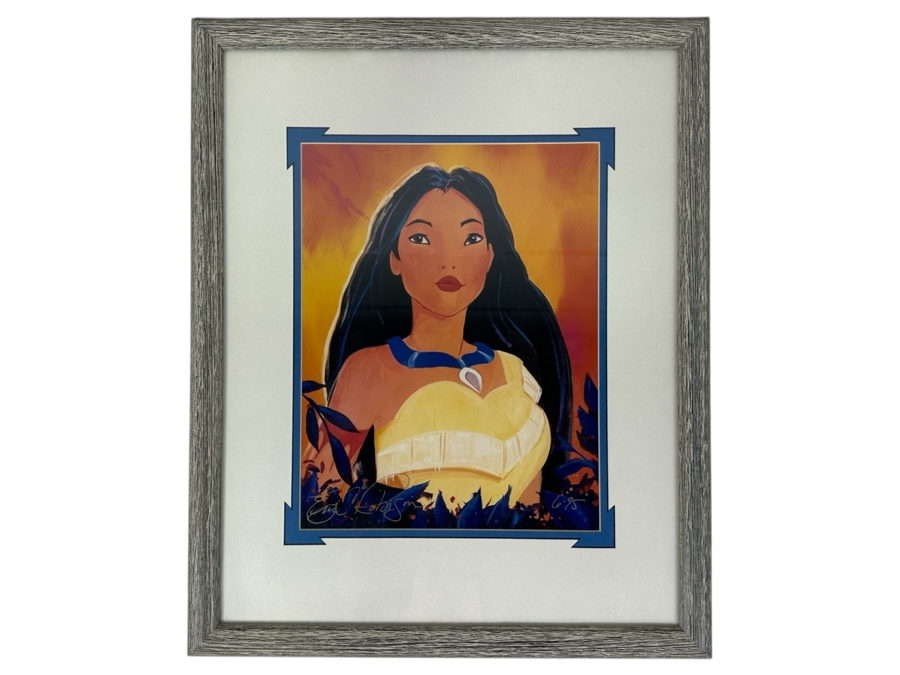Signed Pocahontas Print By Eric Robison 1995 Disney Gallery Special Artist Event Hand Signed Lower Left By Eric Robison 10.5 X 13 Framed 17.5 X 22 [Photo 2]