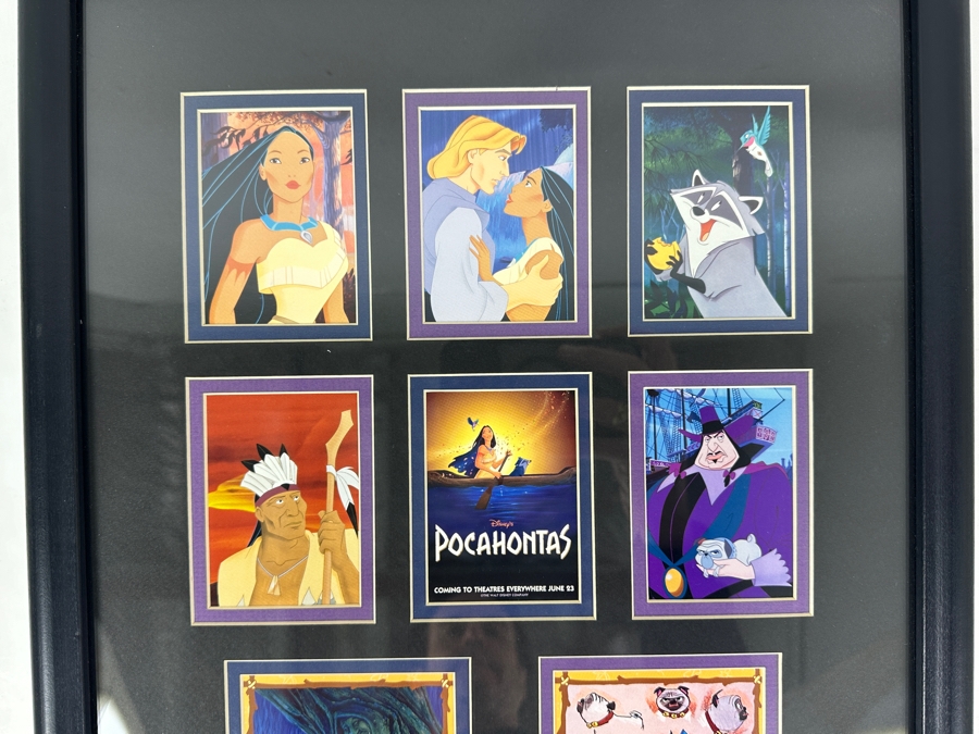 Framed Pocahontas Promotional Trading Cards With Front And Back Visible 15 X 20 And (7) Factory Sealed Pocahontas Promotional Card Sets (84 Unopened Packs) [Photo 4]