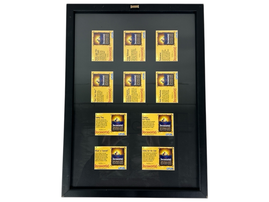 Framed Pocahontas Promotional Trading Cards With Front And Back Visible 15 X 20 And (7) Factory Sealed Pocahontas Promotional Card Sets (84 Unopened Packs) [Photo 14]