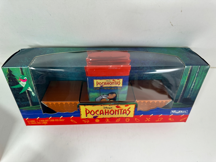 Framed Pocahontas Promotional Trading Cards With Front And Back Visible 15 X 20 And (7) Factory Sealed Pocahontas Promotional Card Sets (84 Unopened Packs) [Photo 7]