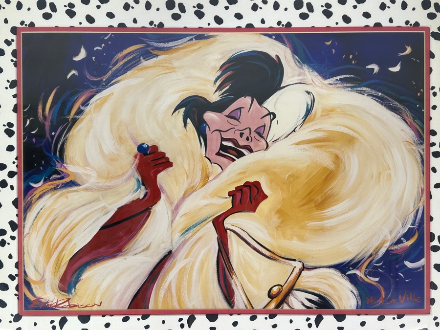 101 Dalmations (Cruella De Vil) By Eric Robison From The 1996 Disney Gallery Special Artist Event 19.5 X 13.5 Framed 27 X 21
