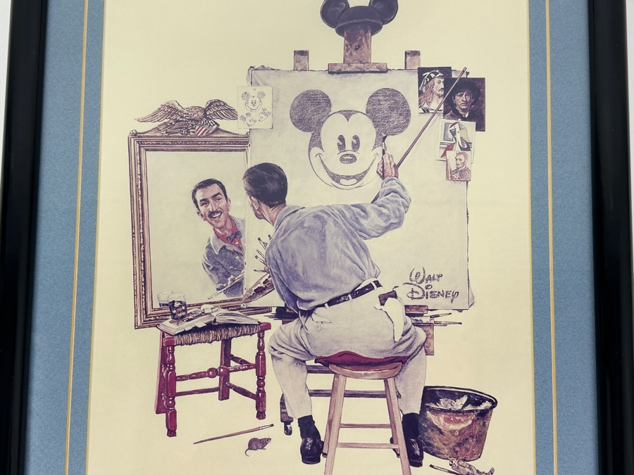 Walt Disney 'Self Portrait' In The Style Of Norman Rockwell By Charles Boyer 10.5 X 14 Framed 15 X 19 [Photo 3]
