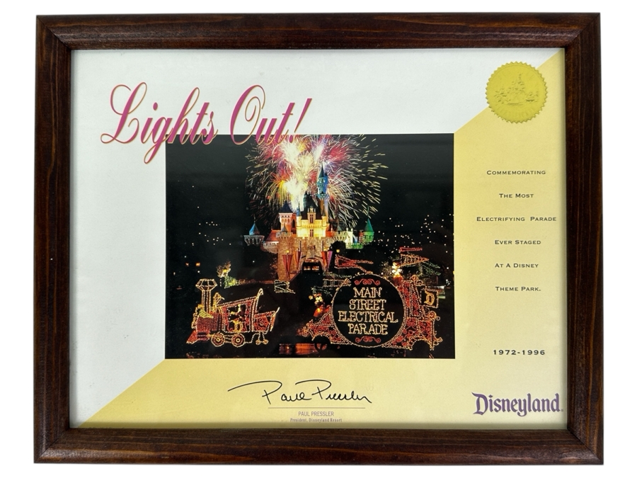 Main Street Electrical Parade Certificate Commemorating The Final Show At Disneyland Framed 12 X 9.5