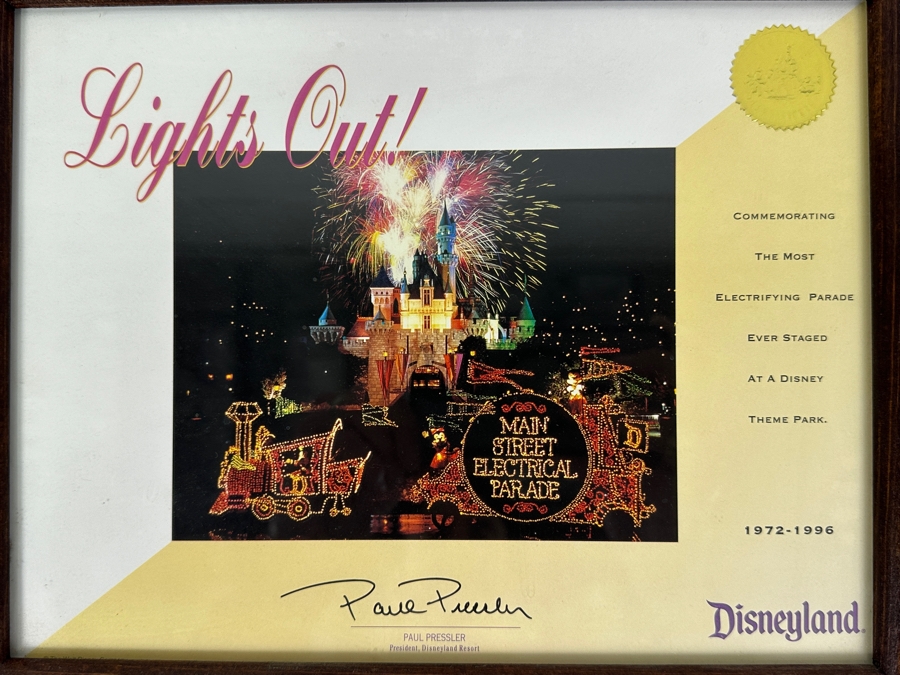 Main Street Electrical Parade Certificate Commemorating The Final Show At Disneyland Framed 12 X 9.5 [Photo 2]