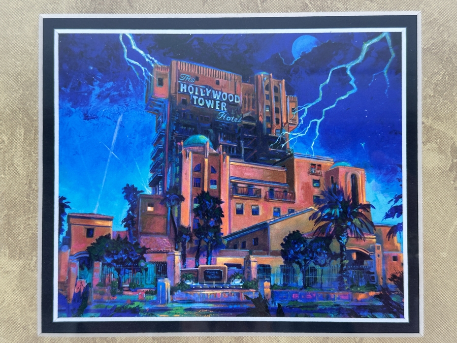 Tower Of Terror Art Print By Eric Robison 2004 Commemorating The Opening Of The Attraction At Disney's California Adventure 13 X 11 [Photo 2]