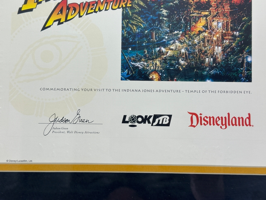 Indiana Jones Adventure Certificate 1995 Commemorating The Opening Day Of The Attraction Framed 15 X 12.5 [Photo 4]