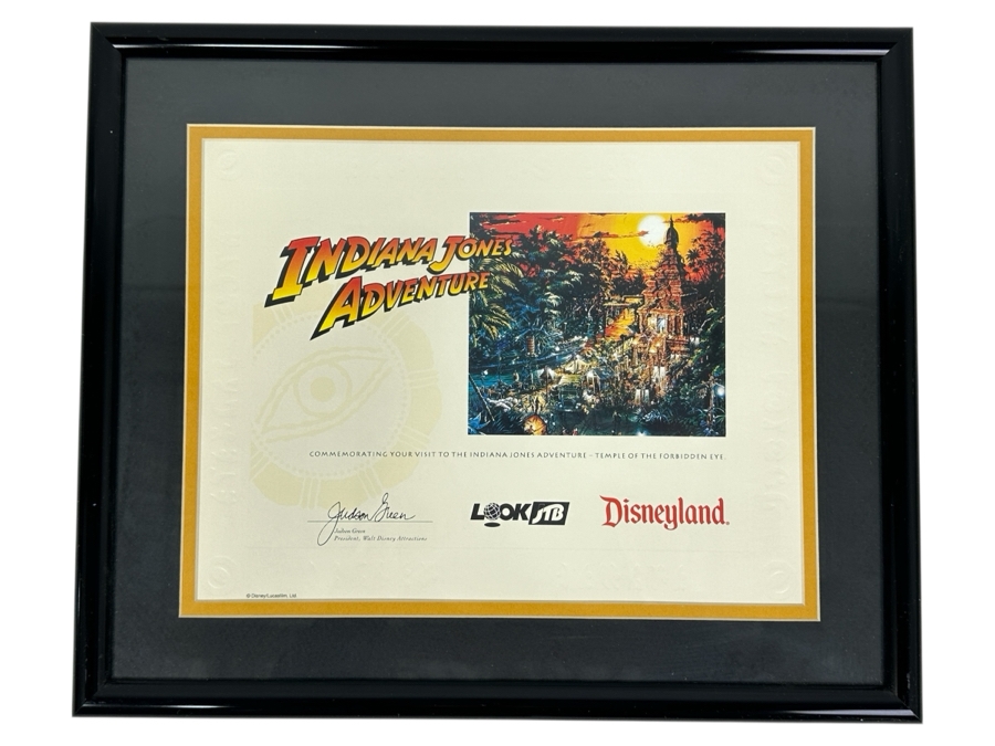 Indiana Jones Adventure Certificate 1995 Commemorating The Opening Day Of The Attraction Framed 15 X 12.5 [Photo 2]