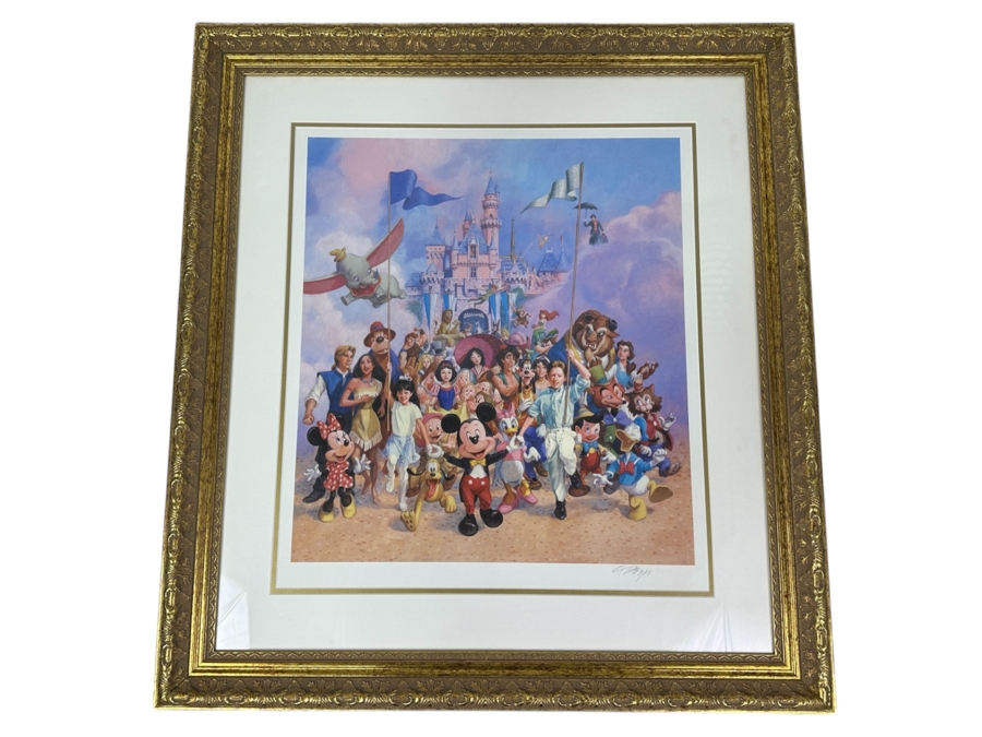 Signed Disneyland '45 Years Of Magic' Charles Boyer Print 2000 Signed Lower Right By Charles Boyer 19 X 22 Framed 29 X 31.5 [Photo 2]