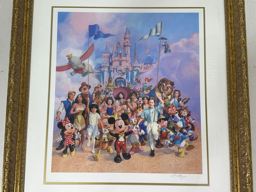Signed Disneyland '45 Years Of Magic' Charles Boyer Print 2000 Signed Lower Right By Charles Boyer 19 X 22 Framed 29 X 31.5 [Photo 10]