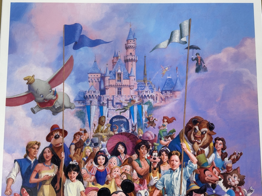 Signed Disneyland '45 Years Of Magic' Charles Boyer Print 2000 Signed Lower Right By Charles Boyer 19 X 22 Framed 29 X 31.5 [Photo 6]