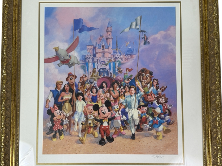 Signed Disneyland '45 Years Of Magic' Charles Boyer Print 2000 Signed Lower Right By Charles Boyer 19 X 22 Framed 29 X 31.5