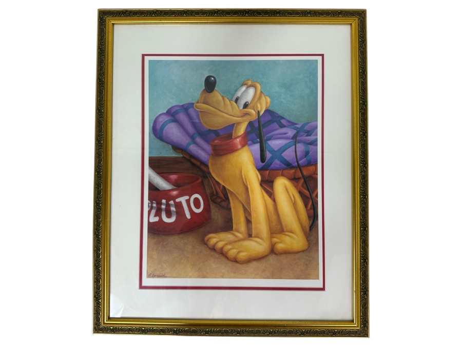 Pluto Lithograph By Peter Emmerick From The 2000 Disneyland Character Of The Month Series 14 X 18 Framed 22.5 X 27 [Photo 2]