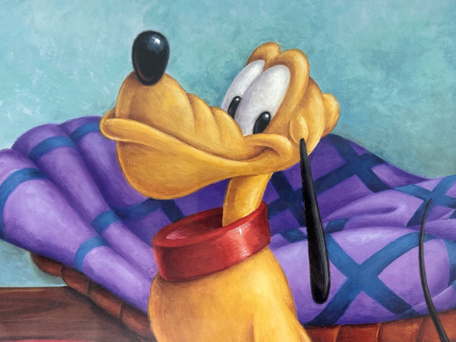 Pluto Lithograph By Peter Emmerick From The 2000 Disneyland Character Of The Month Series 14 X 18 Framed 22.5 X 27 [Photo 4]