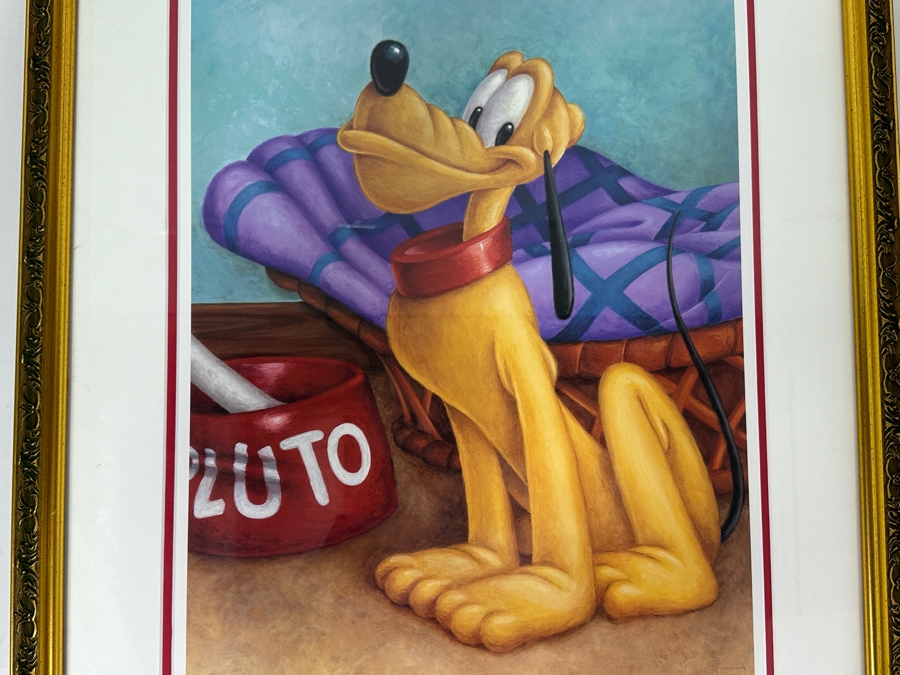 Pluto Lithograph By Peter Emmerick From The 2000 Disneyland Character Of The Month Series 14 X 18 Framed 22.5 X 27 [Photo 3]