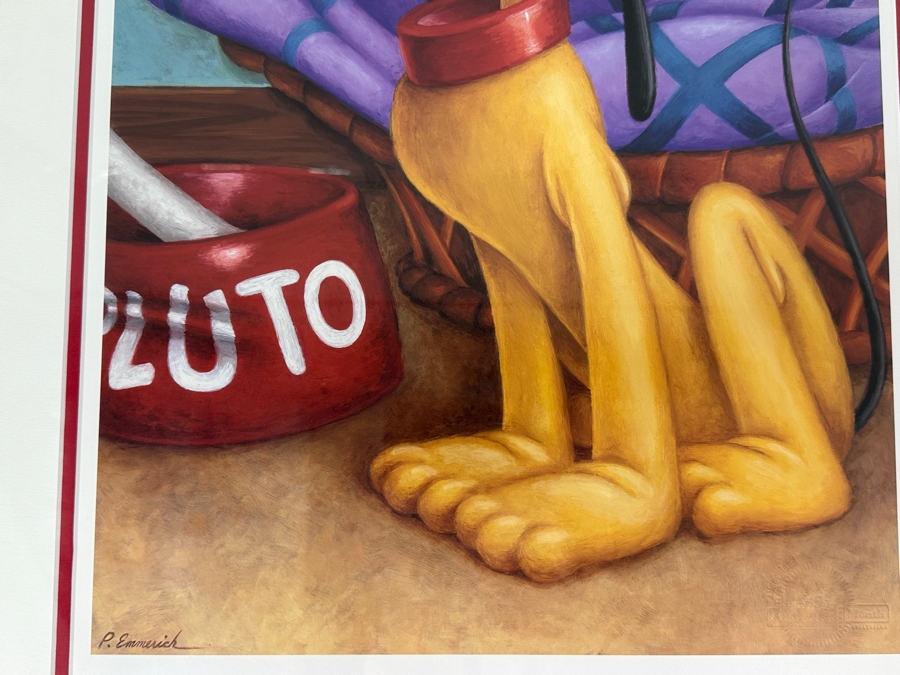 Pluto Lithograph By Peter Emmerick From The 2000 Disneyland Character Of The Month Series 14 X 18 Framed 22.5 X 27 [Photo 5]