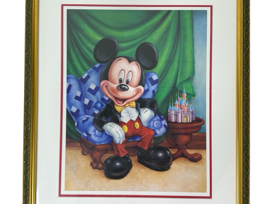Mickey Mouse Lithograph By Peter Emmerick From The 2000 Disneyland Character Of The Month Series 14 X 19 Framed 22.5 X 27