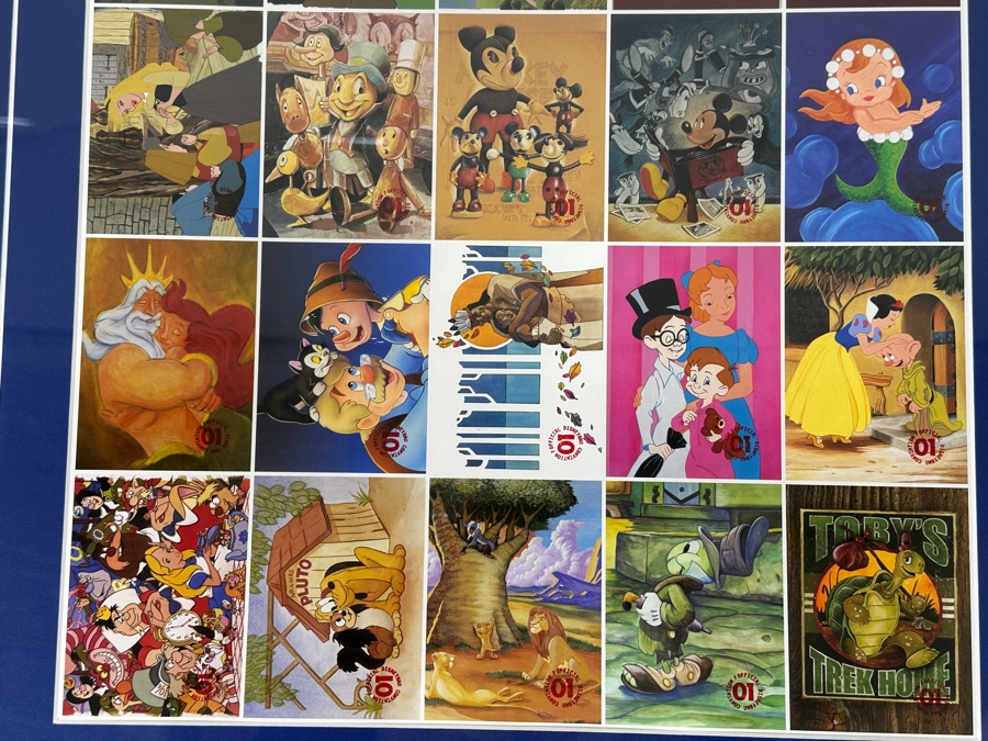 2001 Disneyana Convention Uncut Sheet Trading Cards Set With Front And Back Visible 14 X 19 Framed 23 X 29 [Photo 6]