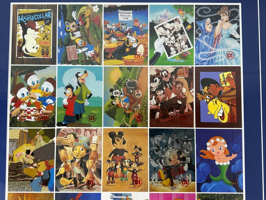 2001 Disneyana Convention Uncut Sheet Trading Cards Set With Front And Back Visible 14 X 19 Framed 23 X 29 [Photo 5]
