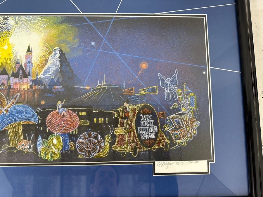 Signed Disneyland Main Street Electrical Parade By Charles Boyer 1996 Hand Signed By Charles Boyer Limited Edition Of 3,000 33 X 12 Framed 40.5 X 20 [Photo 5]