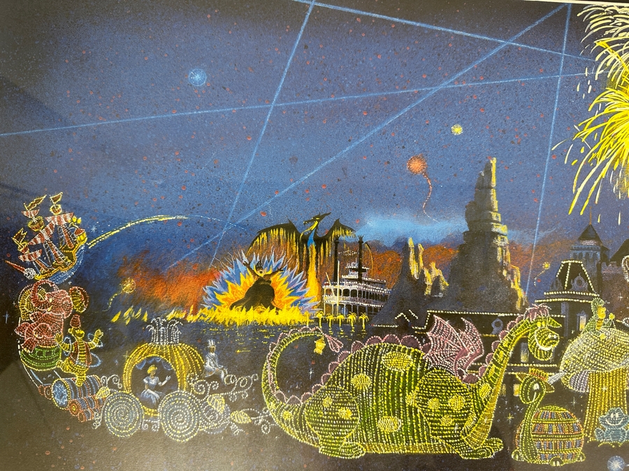 Signed Disneyland Main Street Electrical Parade By Charles Boyer 1996 Hand Signed By Charles Boyer Limited Edition Of 3,000 33 X 12 Framed 40.5 X 20 [Photo 3]