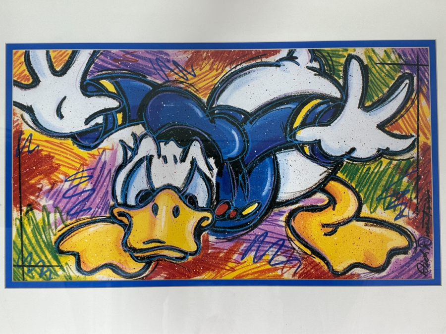 Donald Duck Poster By Dick Duerrstein Framed For Display At The Disneyland Hotel In 2001 25 X 14 Framed 34.5 X 24