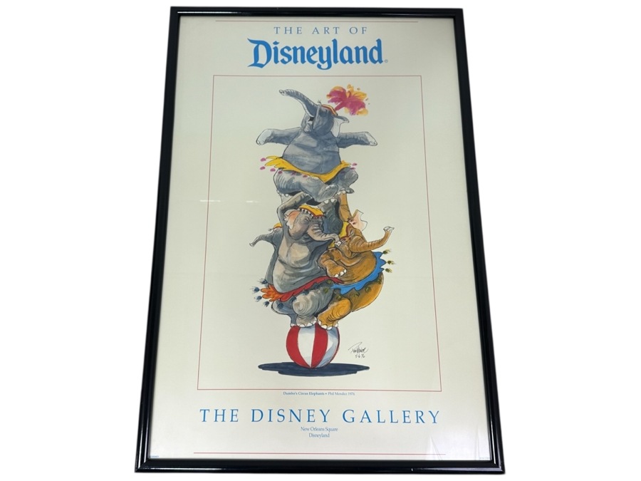 Dumbo Disney Gallery Poster By Phil Mendez 1992 Sold Exclusively At The Disney Gallery At Disneyland Framed 25.5 X 37.5 [Photo 2]