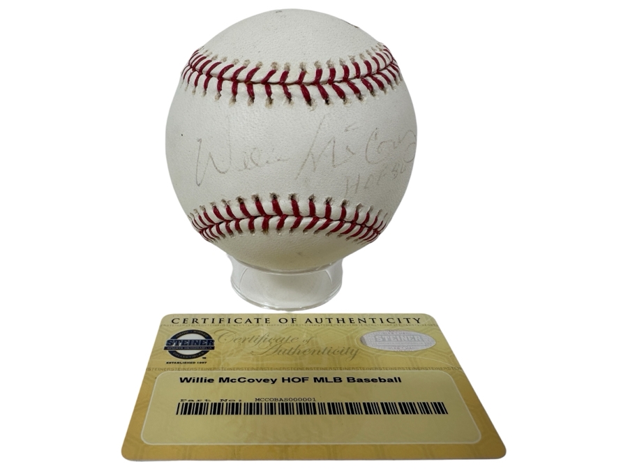 Signed Willie McCovey HOF Autographed MLB Baseball With Certificate Of Authenticity (COA)