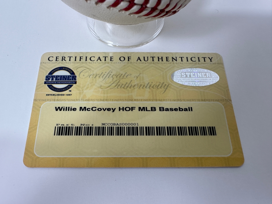 Signed Willie McCovey HOF Autographed MLB Baseball With Certificate Of Authenticity (COA) [Photo 4]