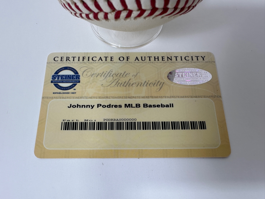 Signed Johnny Podres Autographed MLB Baseball With Certificate Of Authenticity (COA) [Photo 4]