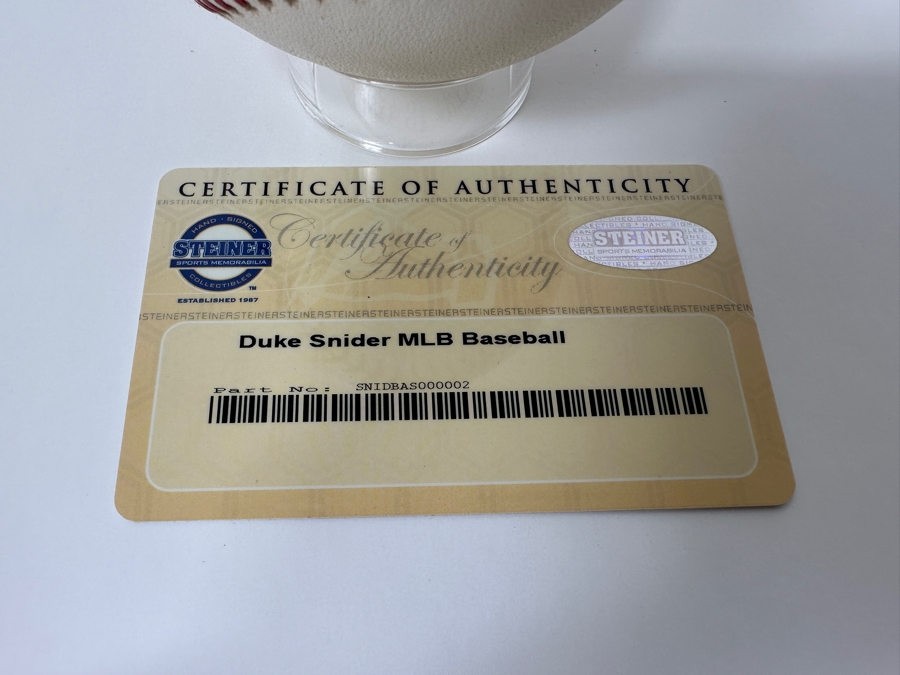 Signed Duke Snider Autographed MLB Baseball With Certificate Of Authenticity (COA) [Photo 5]