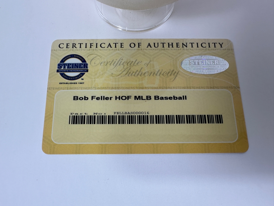 Signed Bob Feller HOF Autographed MLB Baseball With Certificate Of Authenticity (COA) [Photo 4]