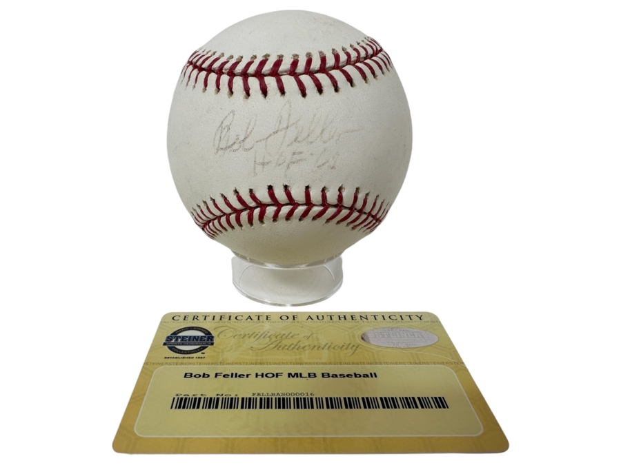 Signed Bob Feller HOF Autographed MLB Baseball With Certificate Of Authenticity (COA)