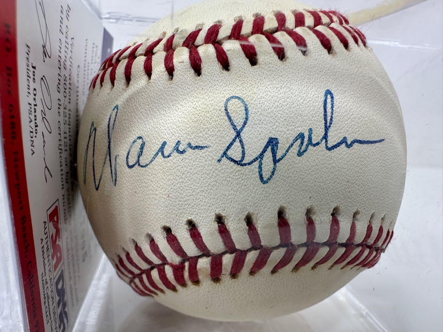 Signed Warren Spahn Autographed MLB Baseball With Certificate Of Authenticity (COA) [Photo 2]