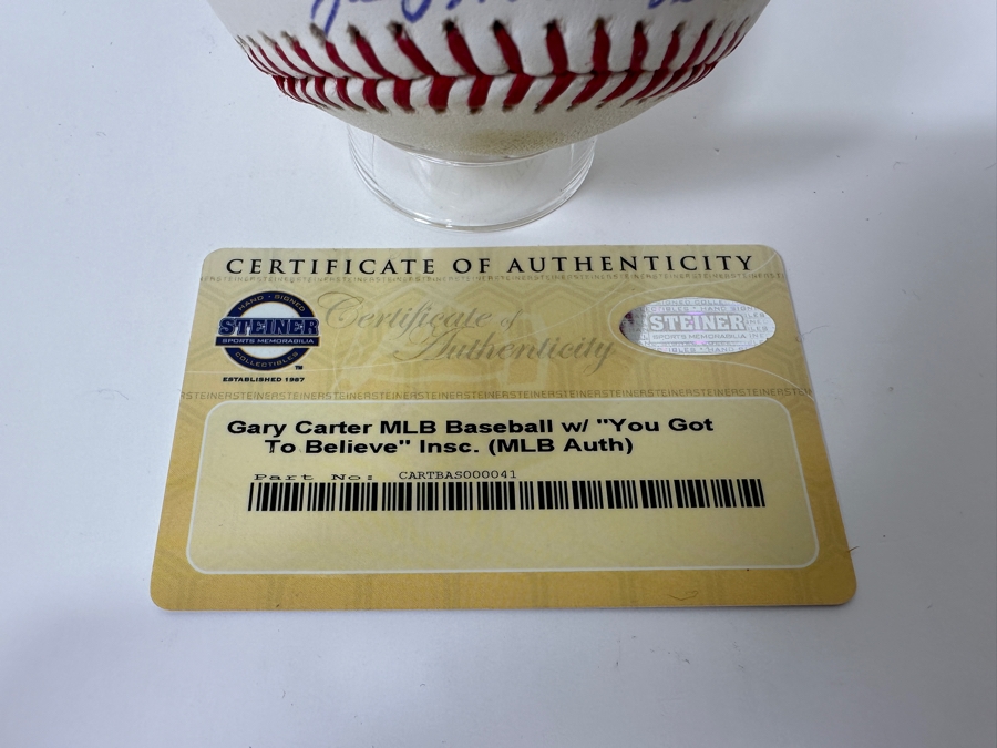 Signed Gary Carter With 'You Got To Believe' Inscription Autographed MLB Baseball With Certificate Of Authenticity (COA) [Photo 3]
