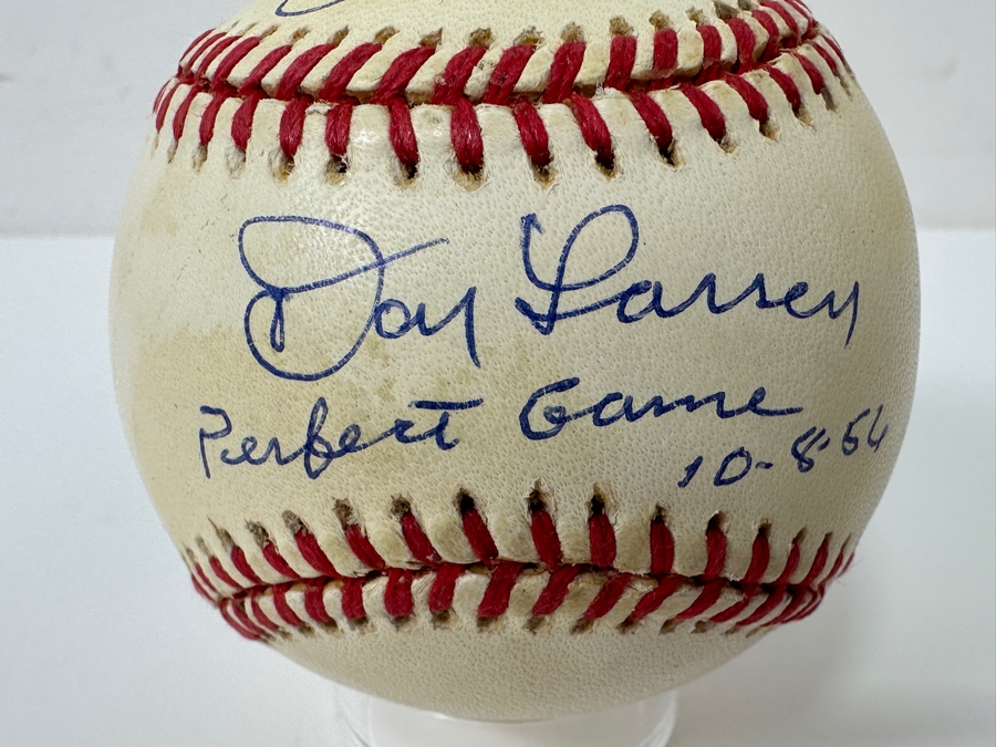 Signed Yogi Berra And Don Larsen With Inscription 'Perfect Game 10-8-56' Autographed MLB Baseball With Certificate Of Authenticity (COA) [Photo 3]