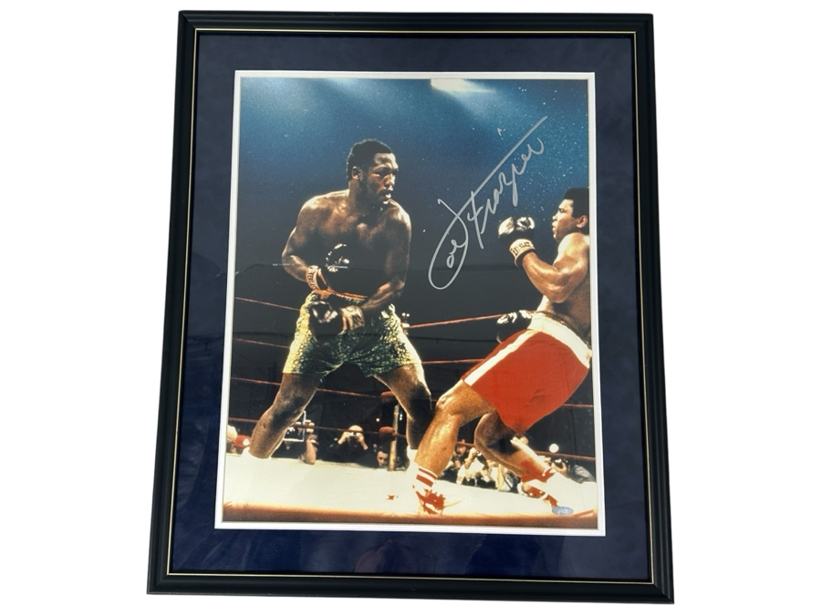 Signed Joe Frazier Knockdown Of Mohammed Ali Boxing Photograph Autographed By Joe Frazier With COA Framed 21' X 25' [Photo 2]