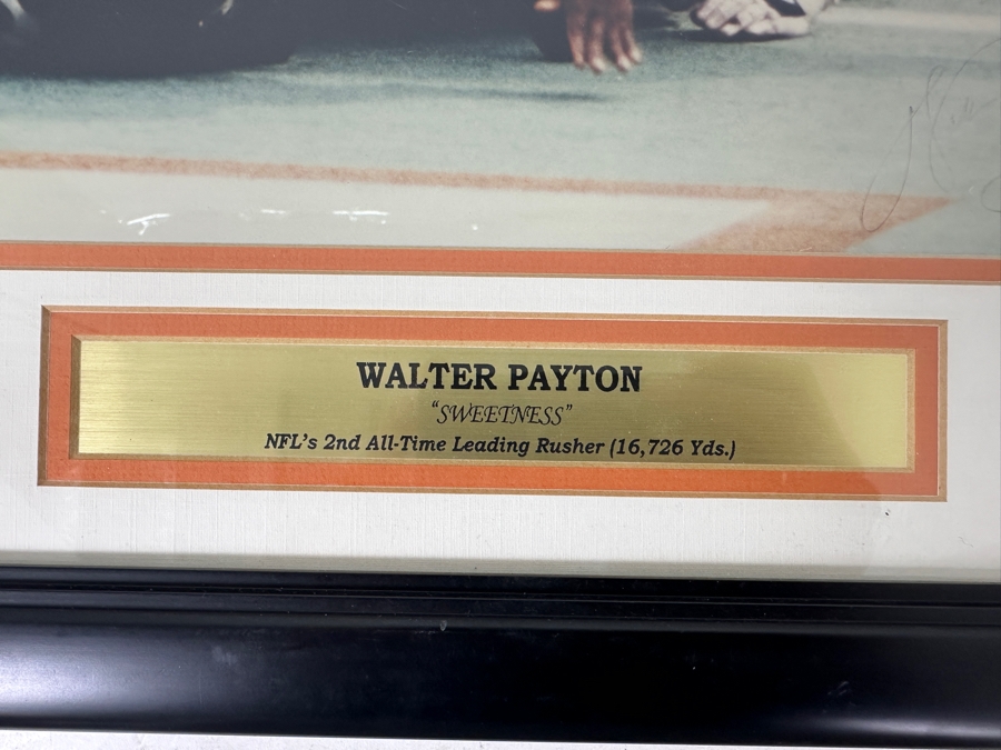 Signed Walter Payton 'Sweetness' NFL's 2nd All-Time Leading Rusher (16,726 Yards) Photograph Autographed By Walter Payton With COA Framed 26.5' X 22' [Photo 8]