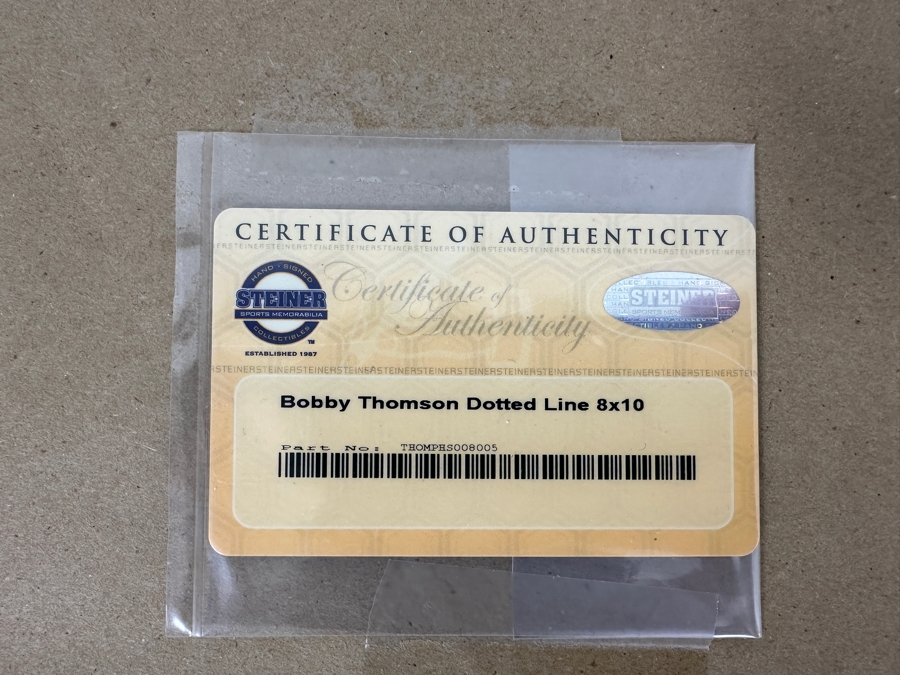 Signed Bobby Thomson MLB 'The Shot Heard Round The World' October 3, 1951 Photograph Autographed By Bobby Thomson With COA 8' X 10' Framed [Photo 10]