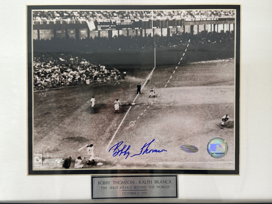 Signed Bobby Thomson MLB 'The Shot Heard Round The World' October 3, 1951 Photograph Autographed By Bobby Thomson With COA 8' X 10' Framed