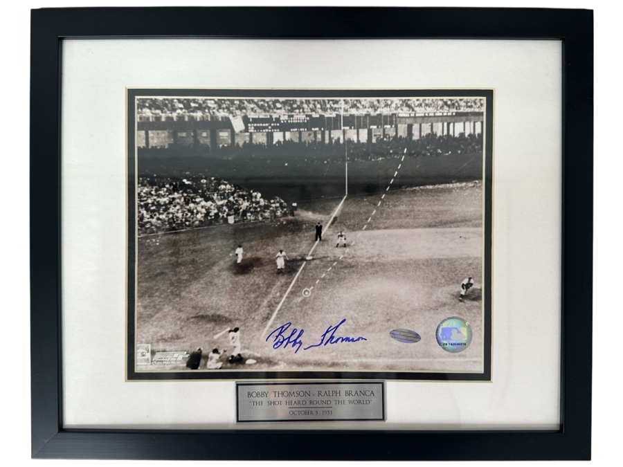 Signed Bobby Thomson MLB 'The Shot Heard Round The World' October 3, 1951 Photograph Autographed By Bobby Thomson With COA 8' X 10' Framed [Photo 2]