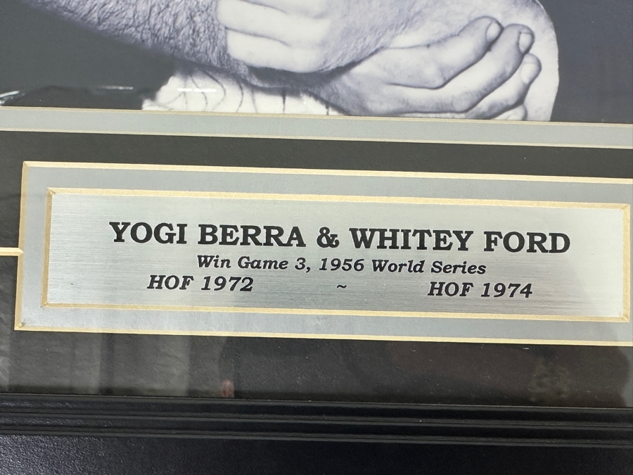 Signed Yogi Berra HOF 1972 & Whitey Ford HOF 1974 MLB Win Game 3 Of The 1956 World Series Photograph Autographed By Yogi Berra & Whitey Ford With COA Framed 16' X 20' [Photo 7]