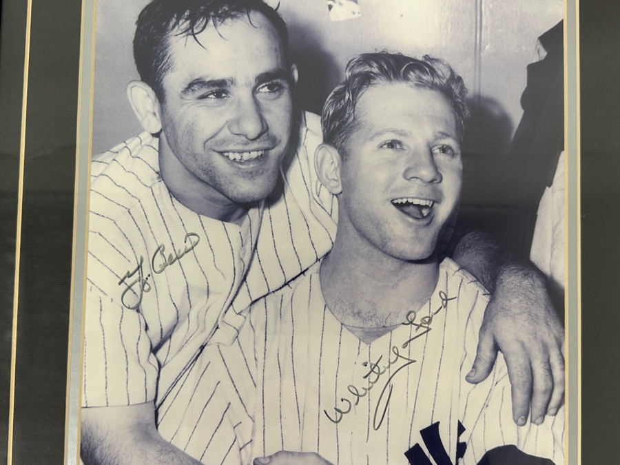 Signed Yogi Berra HOF 1972 & Whitey Ford HOF 1974 MLB Win Game 3 Of The 1956 World Series Photograph Autographed By Yogi Berra & Whitey Ford With COA Framed 16' X 20' [Photo 6]