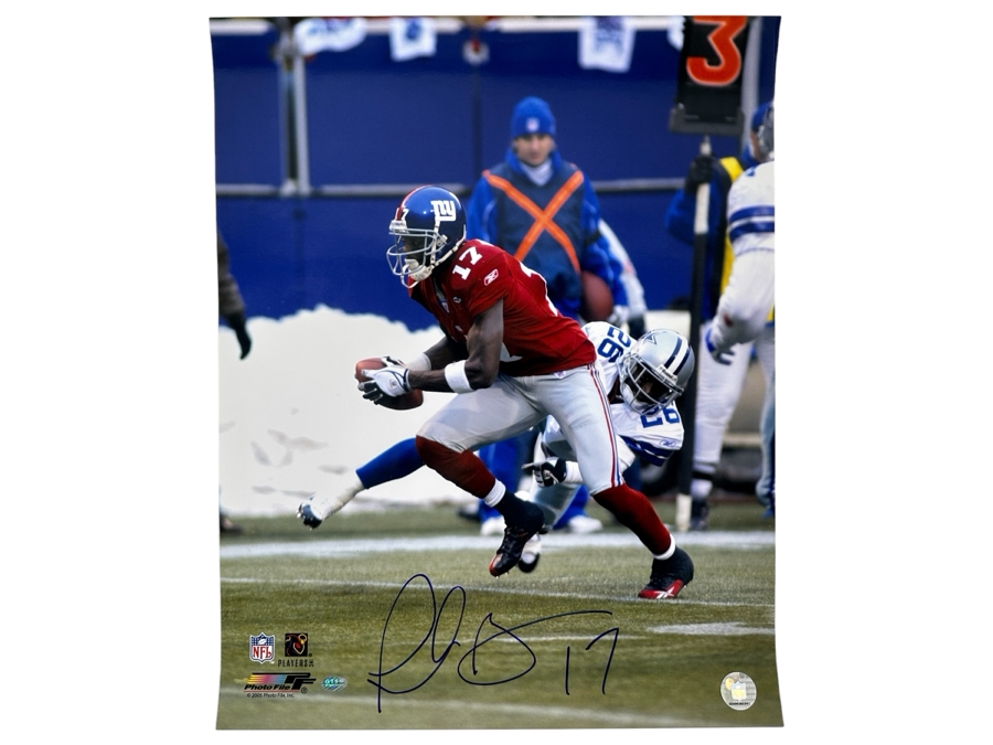 Signed Plaxico Burress NY Giants NFL 16 X 20 Photograph Autographed By Plaxico Burress With COA