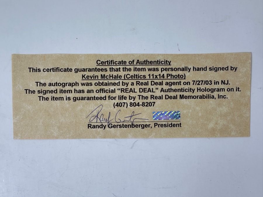 Signed Kevin McHale Boston Celtics NBA 11 X 14 Photograph Featuring Larry Bird And Julius Erving Autographed By Kevin McHale With COA [Photo 8]