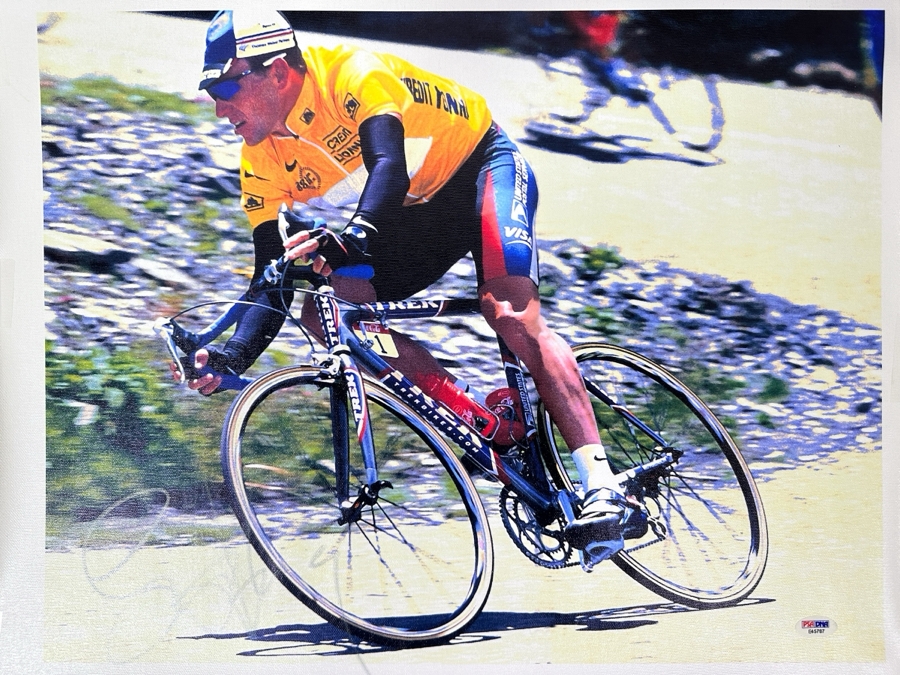 Signed Lance Armstrong Canvas Print Autographed By Lance Armstrong With PSA COA 19.5 X 15