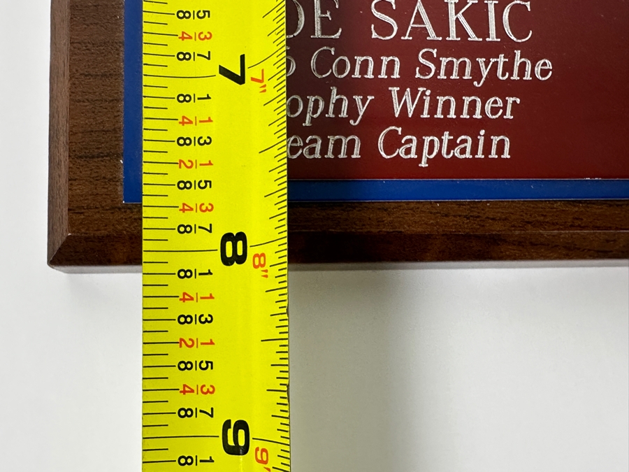 Wall Plaque Featuring Colorado Avalanche NHL 1995-96 Stanley Cup Champions Trading Cards Of Joe Sakic, Patrick Roy And Peter Forsberg 10' X 8' [Photo 8]