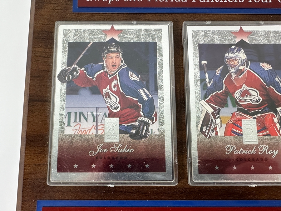 Wall Plaque Featuring Colorado Avalanche NHL 1995-96 Stanley Cup Champions Trading Cards Of Joe Sakic, Patrick Roy And Peter Forsberg 10' X 8' [Photo 4]