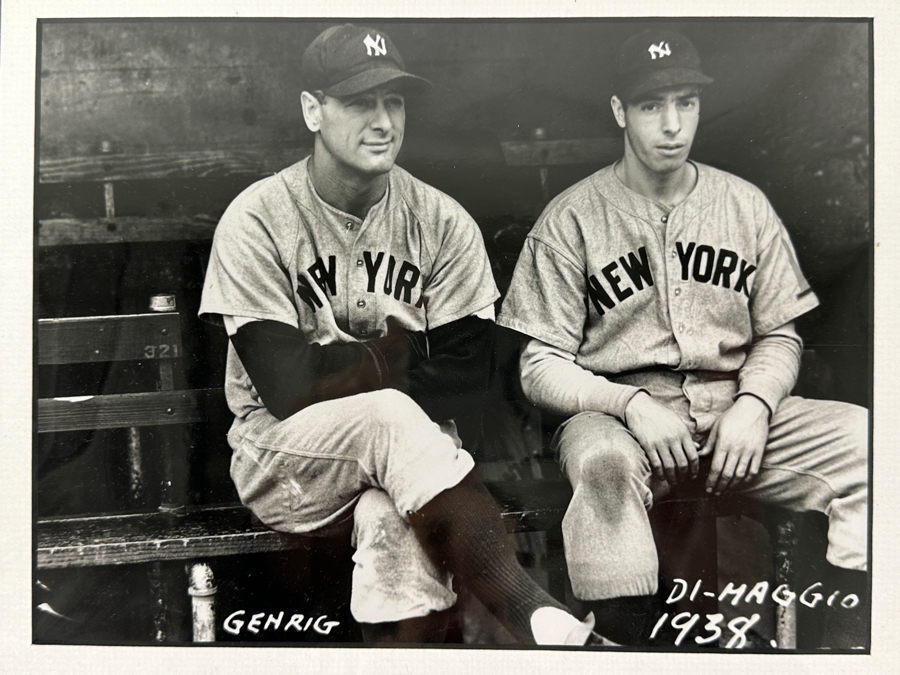 Lou Gehrig & Joe DiMaggio 9.5' X 7' B&W Photograph